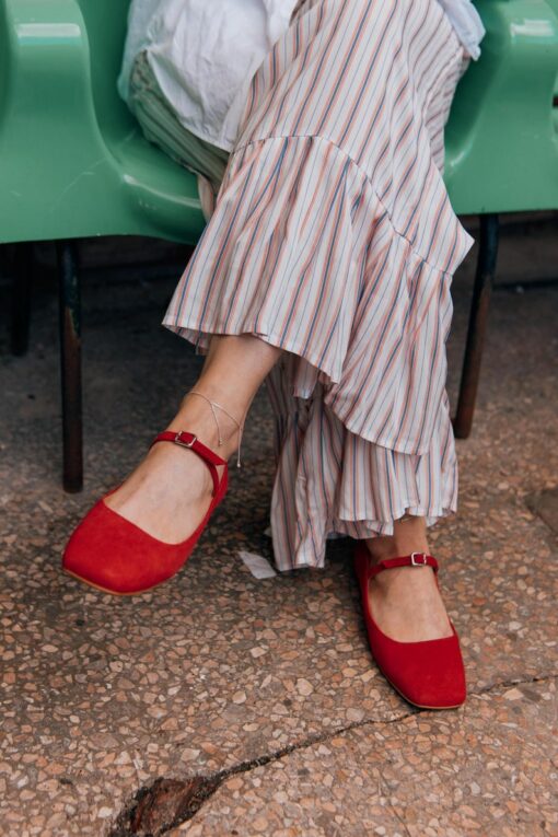 Captivating Red Suede Ballet Flats Elevate Your Summer Style with Handmade Comfort
