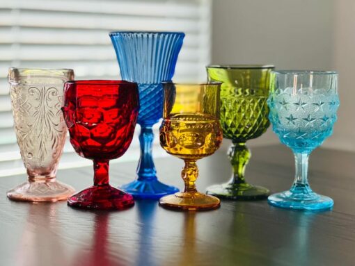 Vintage Mismatched Goblets A Rainbow of Bohemian Elegance for Your Table