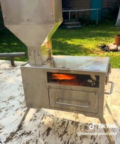 Gravity Feed Pellet Stove Outdoor Camping and Small Space Heating Solution with Oven and Cooktop