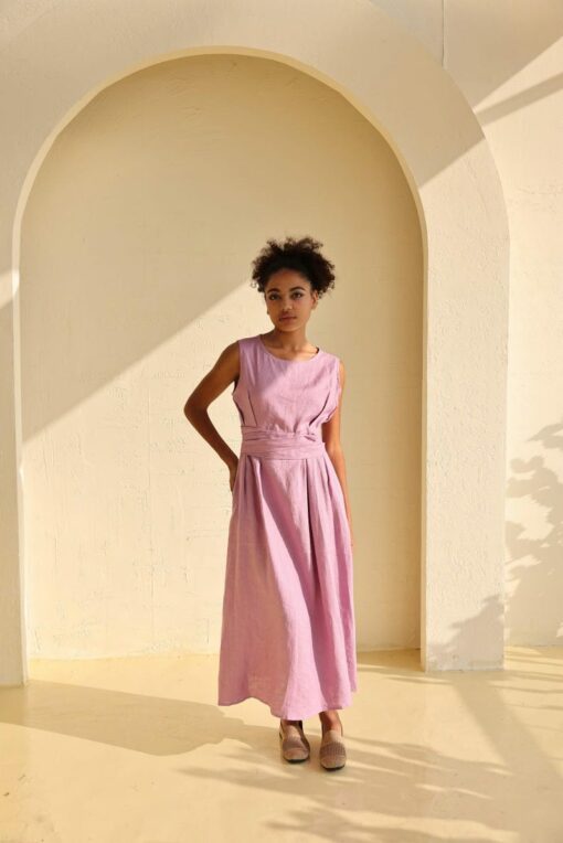 Breezy Linen Midi Dress Elevate Your Summer Style for Weddings, Beaches, and Boho Parties
