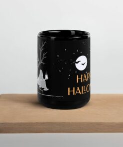 Hauntingly Delightful Coffee Ghost Black Glossy Mug for a Spooktacular Halloween