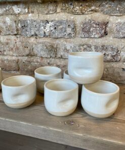 Premium Flat White Coffee Cup Ergonomic Thumb Dimple for Enhanced Grip