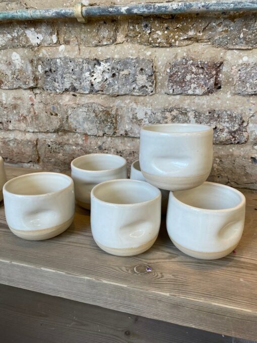 Premium Flat White Coffee Cup Ergonomic Thumb Dimple for Enhanced Grip