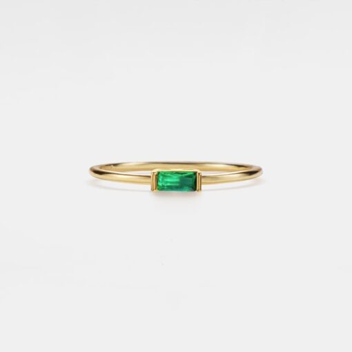 Birthstone Baguette Ring Delicate Stacking Ring for Friendship and Love