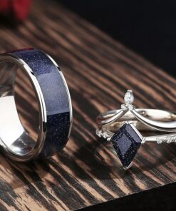 Celestial Embrace Orion Nebula Ring Set - A Starry Night for Your Eternal Bond