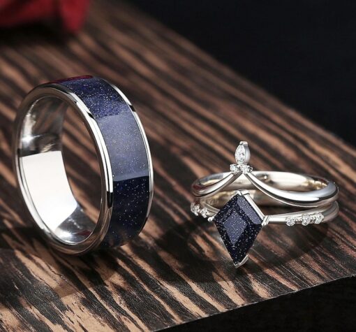 Celestial Embrace Orion Nebula Ring Set - A Starry Night for Your Eternal Bond