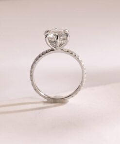 IGI Certified Round Cut Lab Grown Diamond Engagement Ring with Solid Gold D/VS1 Diamond Eternity Band