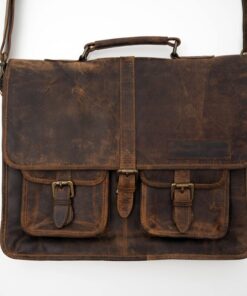 Reworked Personalized Brown Buffalo Leather Laptop Satchel Versatile and Stylish for Professionals