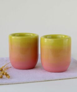 Exquisitely Crafted Pink Chartreuse Ombr? Ceramic Espresso Cup A Symphony of Hues