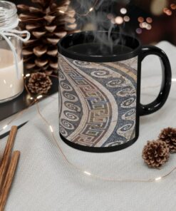 Unveil the Timeless Elegance Roman Mosaic Black Mug, A Masterpiece for Your Morning Ritual