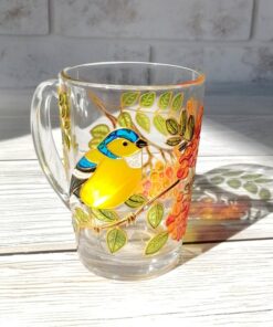 Hand-Painted Autumn Bird Mug A Thanksgiving Gift for Nature Enthusiasts and Office Decor
