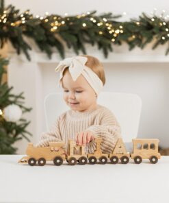 Personalized Wooden Train for Kids Educational Toy with Magnetic Letters and Handmade Craftsmanship