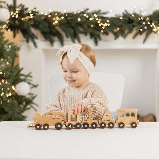 Personalized Wooden Train for Kids Educational Toy with Magnetic Letters and Handmade Craftsmanship