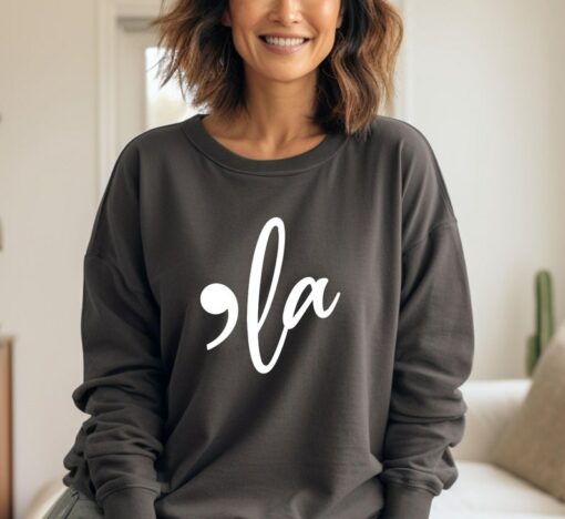 Comma-La Sweatshirt Empowering the Future with Kamala Harris