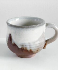 Exquisite 5.1oz Japanese Ceramic Coffee Cup A Symphony of White and Brown