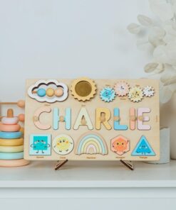 Personalized Wooden Name Puzzle Montessori Educational Toy for Toddlers, First Birthday Gift for Girls, Busy Puzzle for Kids