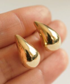 14k Gold Bottega Earrings Elevate Your Style with Solid Gold Teardrop Studs