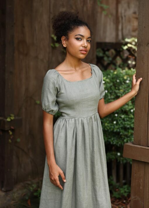 DAISY The Epitome of Effortless Elegance - Linen Midi Dress for Women