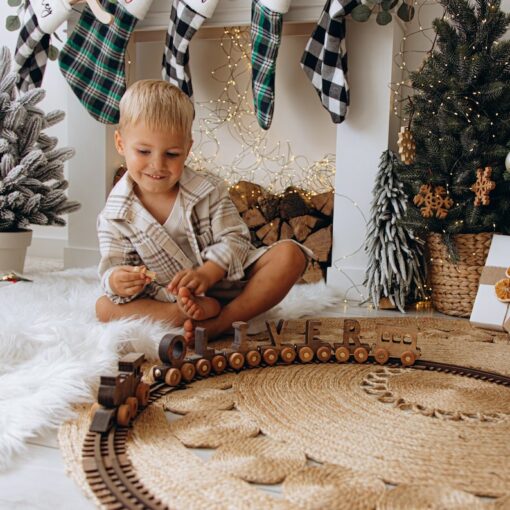 Personalized Wooden Train Name Puzzle Magnet Eco-Friendly Sensory Toy for Toddlers, Unique Christmas Decoration, Custom Baby Boy Gift