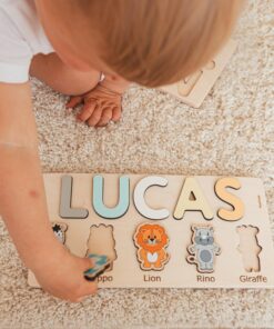 Personalized Name Puzzle Montessori Wooden Toy for Toddlers, Perfect for Birthdays, Baptisms, and Christmas