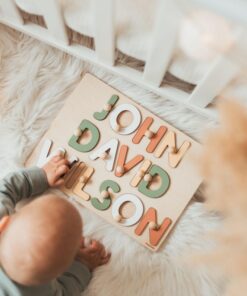 Personalized Wooden Name Puzzle Montessori Toy for Toddlers, Baby Shower Gift, Baptism Keepsake, First Christmas Present