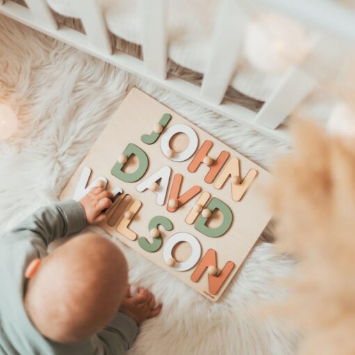 Personalized Wooden Name Puzzle Montessori Toy for Toddlers, Baby Shower Gift, Baptism Keepsake, First Christmas Present