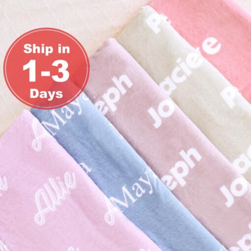 Personalized Minky Blanket Embroidered Name, Perfect Baby Gift for Girls, Cozy Nursery Decor, Unique Christmas Present