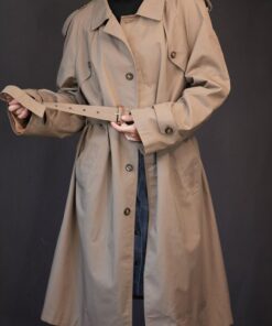 Timeless Taupe Trench A Vintage Masterpiece with Checkered Charm