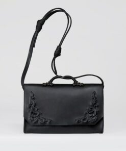 Enchanting Baroque Black Leather Bag A Gothic Masterpiece from the Bohemian Collection