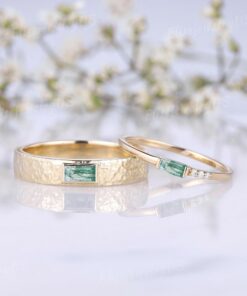 Exquisite Moss Agate Couple Rings A Timeless Symbol of Love and Unity