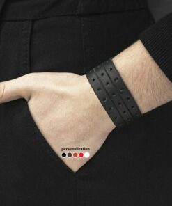 Black Perforated Leather Cuff Bracelet A Timeless Accessory for Men and Women