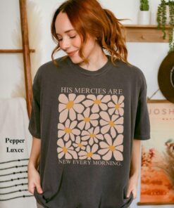 Boho Christian T-Shirt Embrace God's Daily Renewal with "His Mercies Are New Every Morning