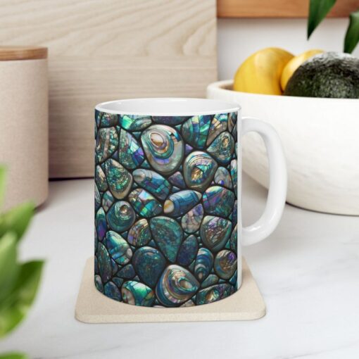 Abalone Shell Mosaic Ceramic Mug A Shimmering Masterpiece of Nature's Art
