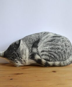 Silkscreen Sleeping Cat Pillow Snuggle Up with Feline Serenity
