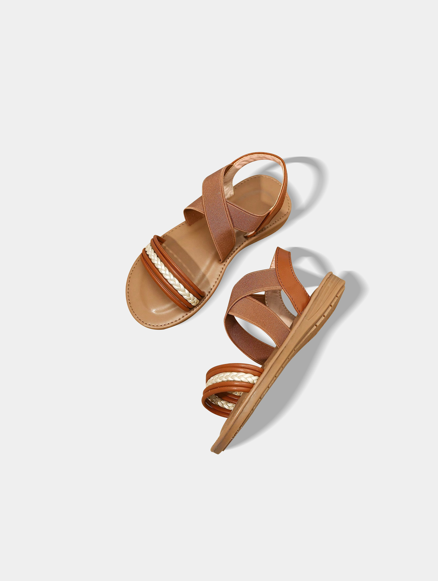 Childrens-Brown-Roman-Sandals-3.jpg Kids' Brown Roman Gladiator Sandals - Buckle Strap, Summer - Image 3