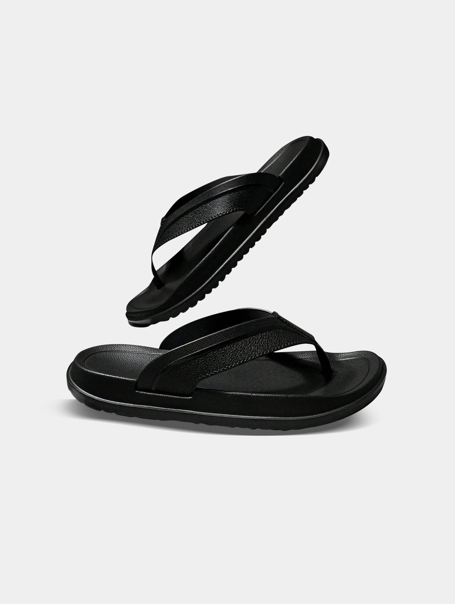 Mens-Black-Casual-Flip-Flops-3.jpg Men's Black Casual Flip Flops - Lightweight Beach Slides - Image 3