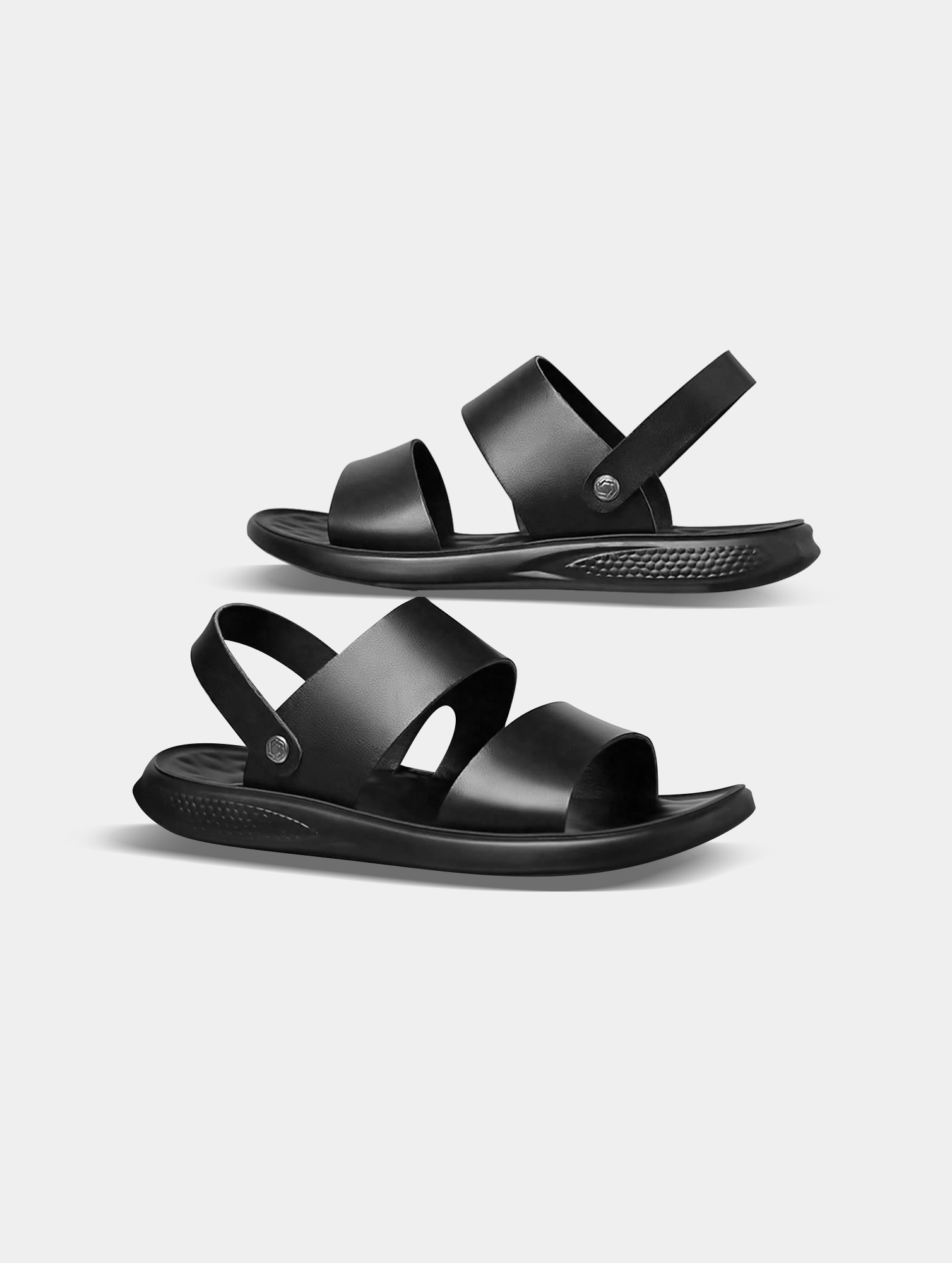 Mens-Black-Casual-Sandals-3.jpg Men's Black Casual Sandals - Slingback with Adjustable Buckle - Image 3