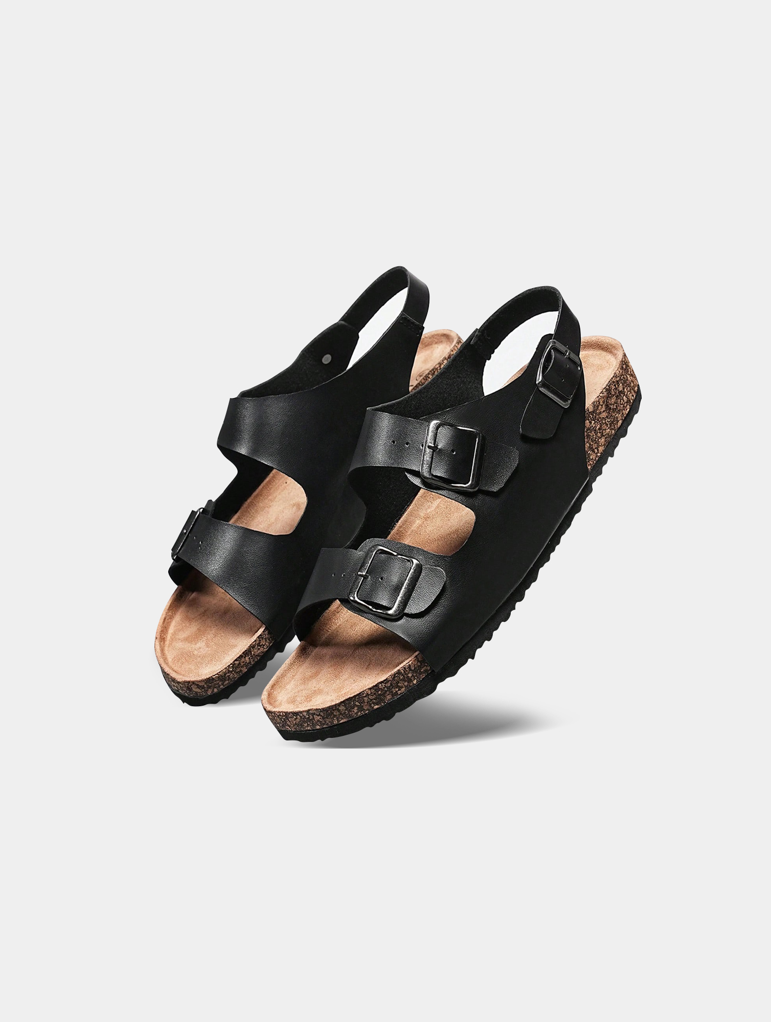 Mens-Black-Slip-On-Mule-Sandals-3.jpg Men's Black Slip-On Mule Sandals - Cork Footbed, EVA Outsole - Image 3
