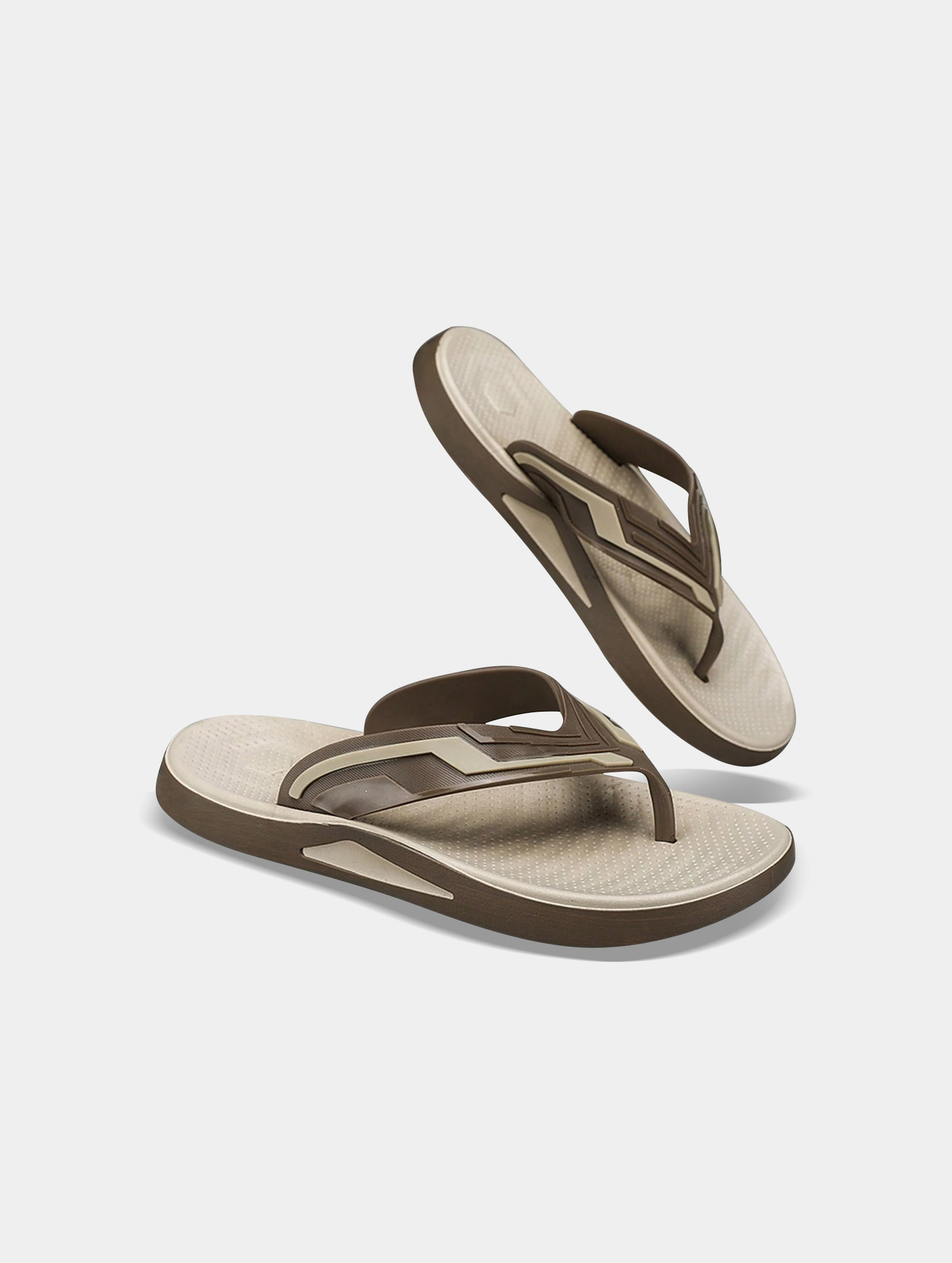 Mens-Khaki-Non-Slip-Flip-Flops-3.jpg Men's Khaki Non-Slip Flip Flops - Large Size, Adjustable Buckle - Image 3