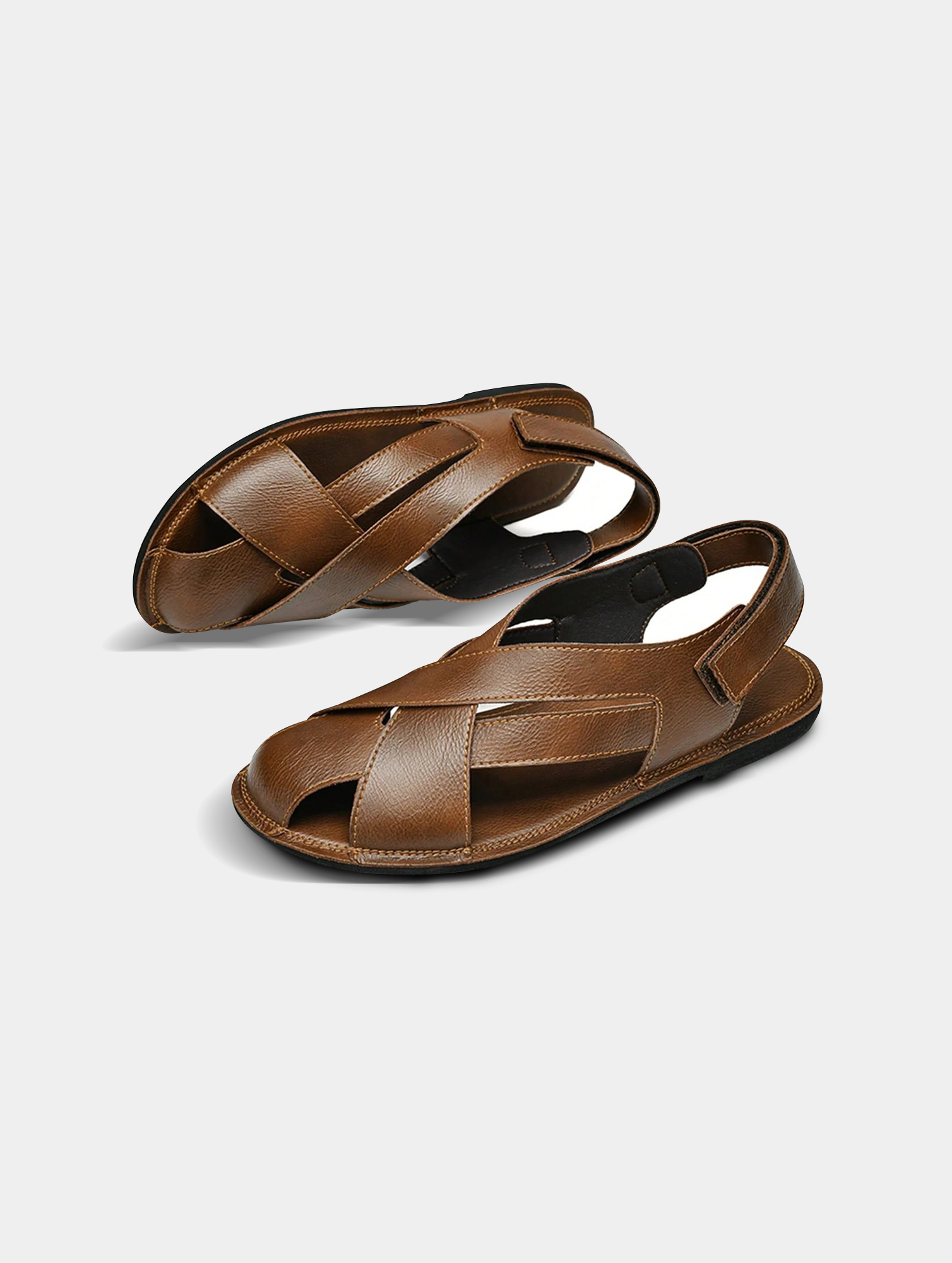 Mens-Microfiber-Leather-Casual-Sandals-3.jpg Men's Microfiber Leather Casual Sandals - Open Toe, Slingback - Image 3