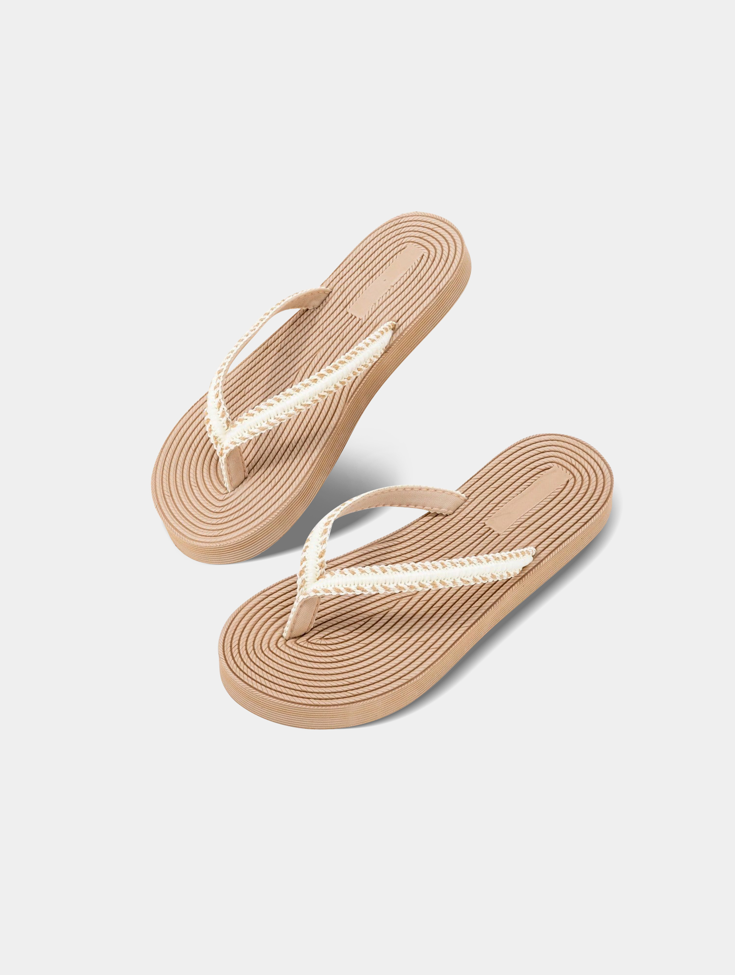 Womens-Flat-Bohemian-Flip-Flops-3.jpg Women's Flat Bohemian Flip Flops - Braided Straps, Lightweight - Image 3