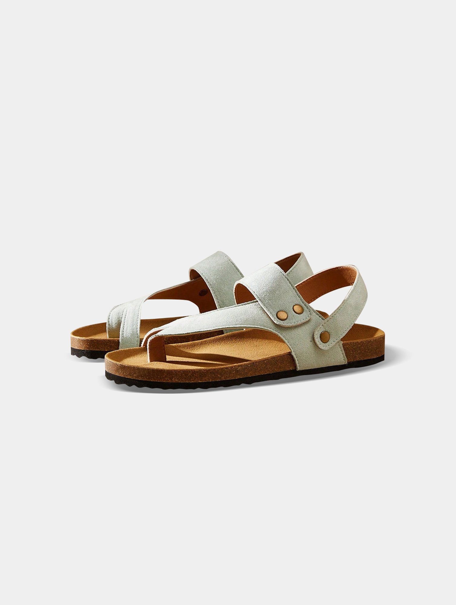 Womens-Pale-Green-Tie-Up-Sandals-3.jpg Women's Pale Green Tie-Up Sandals - Open Toe, Flat Heel - Image 3