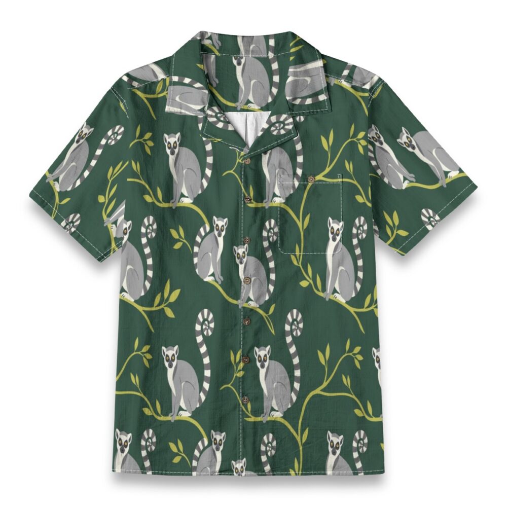 Exotic Lemur Jungle Tail Tropical Aloha Shirt