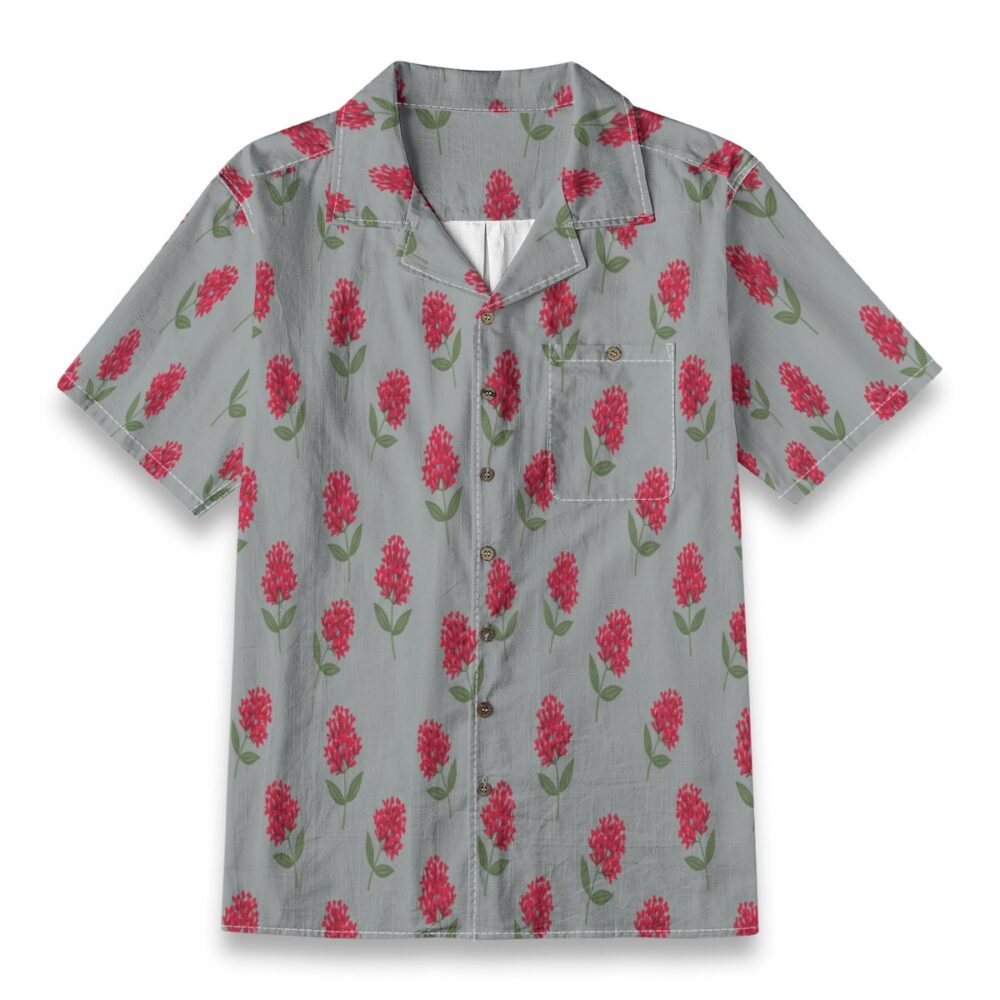 Red Valerian Bold Gray Floral Resort Shirt