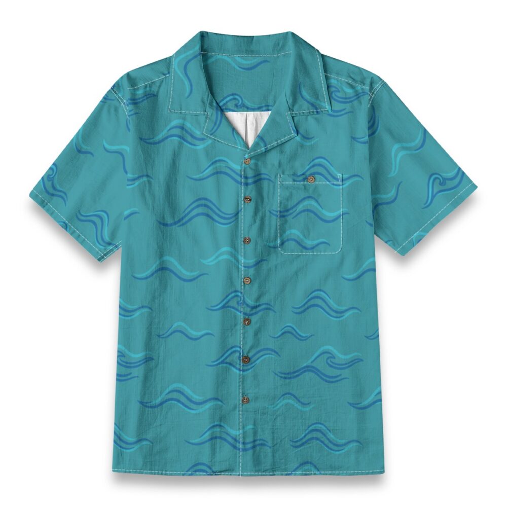 Ocean Glide Lines Teal Flow Hawaiian Shirt