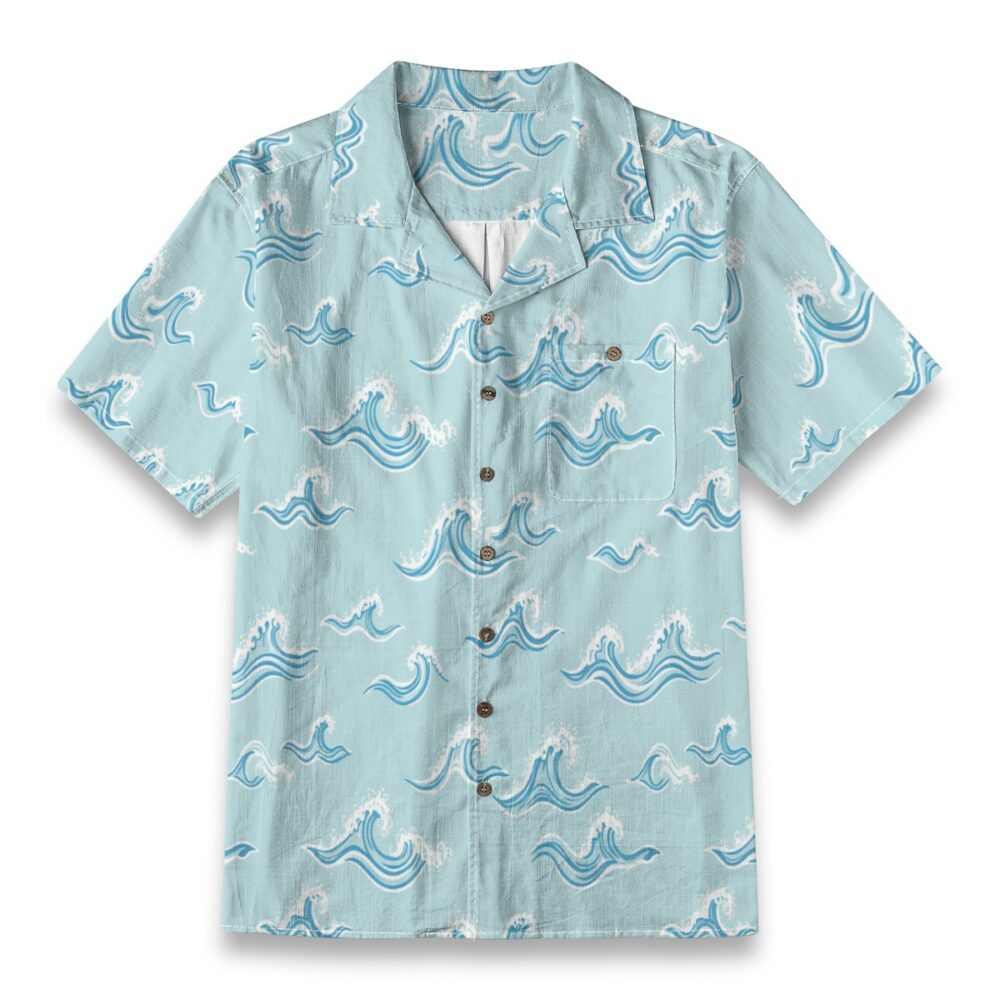 Coastal Surge Lines Pale Aqua Summer Shirt
