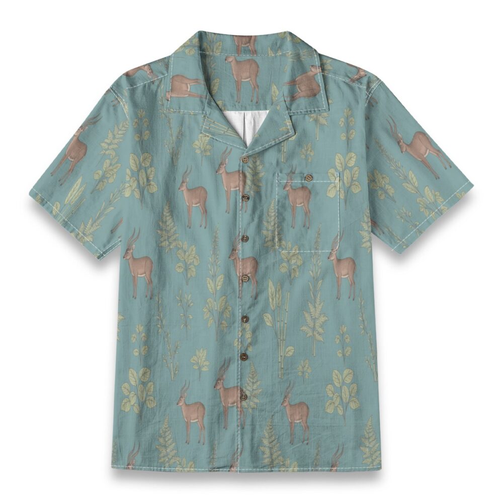 Saola Forest Teal Rare Wildlife Hawaiian Shirt
