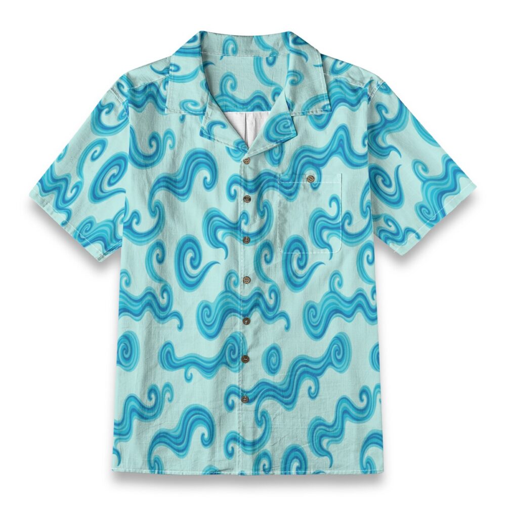 Aqua Drift Currents Light Ocean Hawaiian Shirt
